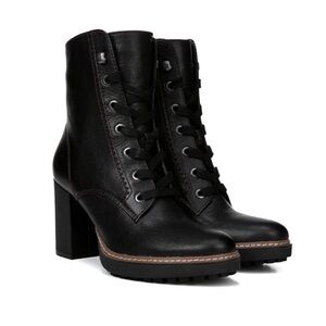 Naturalizer Callie Black Leather Lace Up Heeled Boots Size 7.5